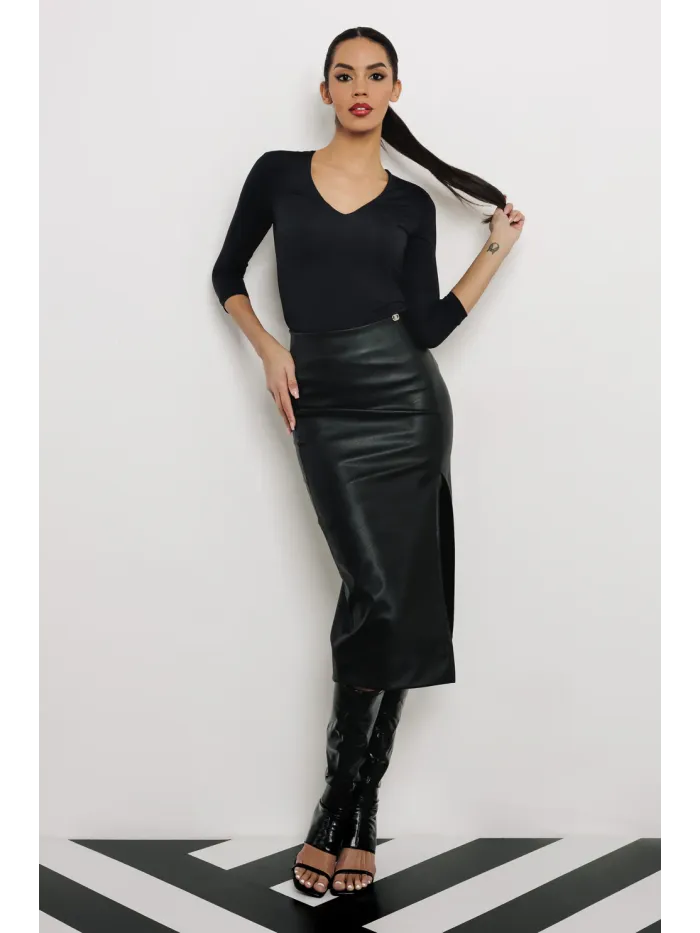 Amnesia HUNT sukňa koženková