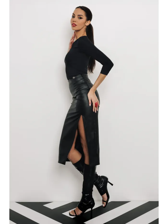 Amnesia HUNT sukňa koženková